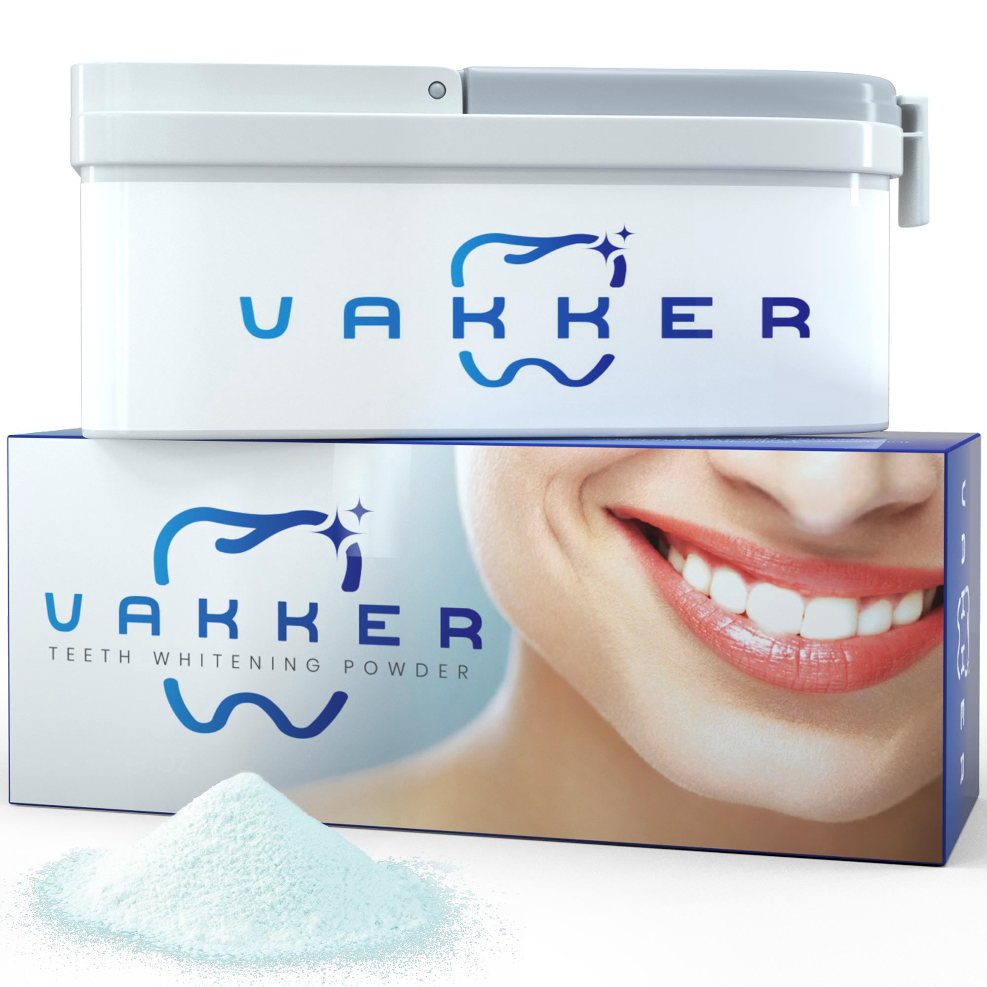 Vakker Teeth Whitening Powder fot Teeth Whitening Toothpaste, Fluoride Free & Non-Sensitive, Enamel Safe Tooth Stain Remover, Fresh Mint, 5.5 oz, 5 Packs