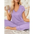 thumbnail image 6 of Avidlove 2 Pack Womens Pajamas Set Short Sleeve Sleepwear Top with Pj Pants Super-Soft Printed Lounge Sets S-XXL, 6 of 8