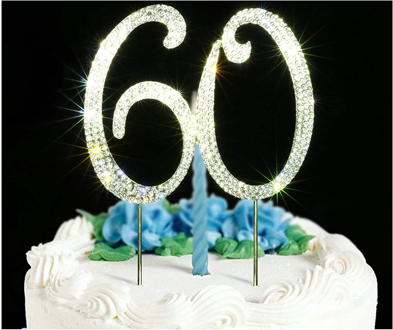 5" Rhinestone Silver Number Forty 40 Bling Cake Topper Top Birthday Anniversary 