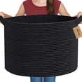 thumbnail image 1 of Cesta de almacenamiento MEGASKET, cuerda tejida negra grande de 56 x 56 x 36 cm, 1 of 6