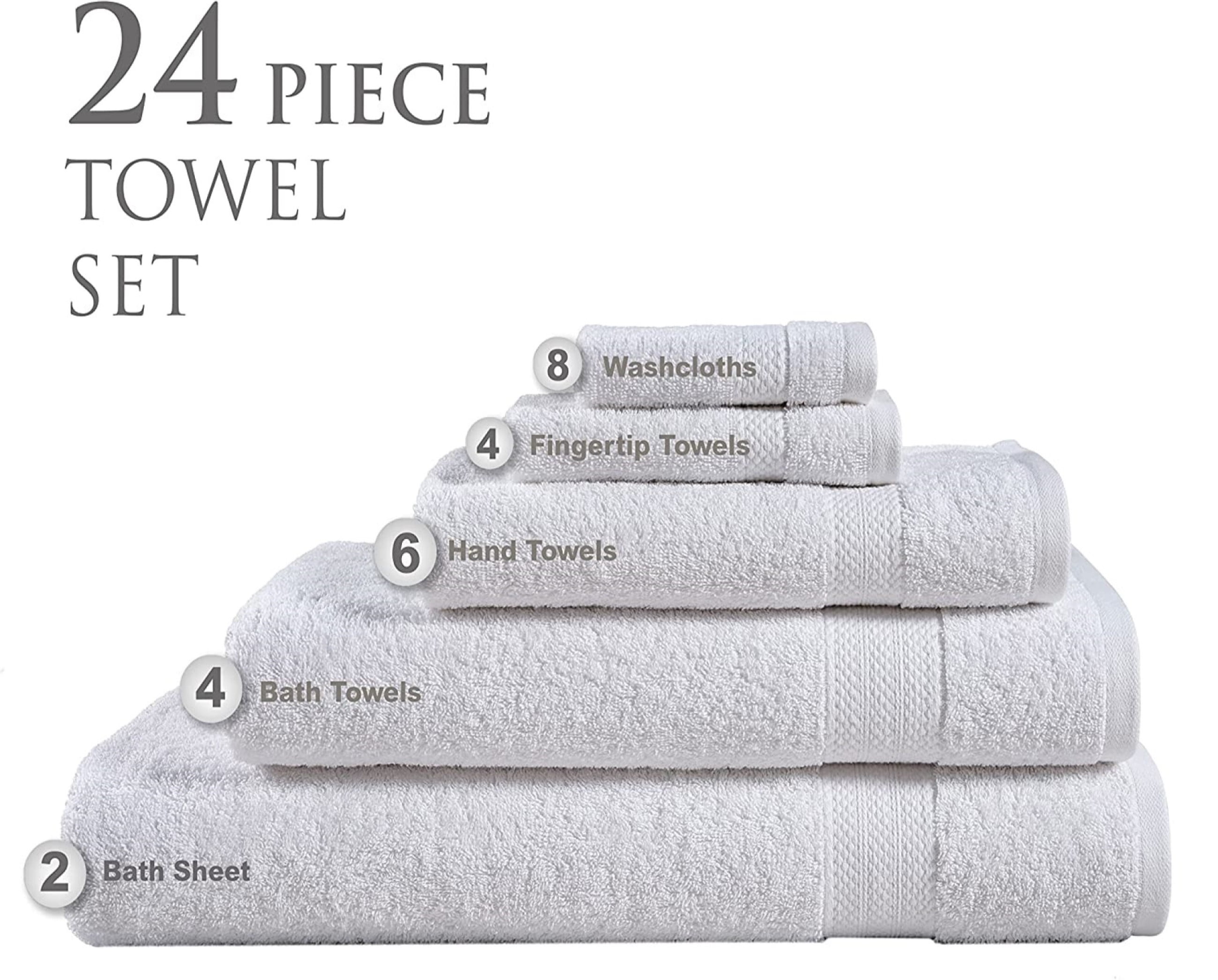 4 piece Queen Sheet Set, 2 Large Bath Towels, 2 Hand Towels, 2 Washcloths,  1 Bathmat & 2 Beach Towels