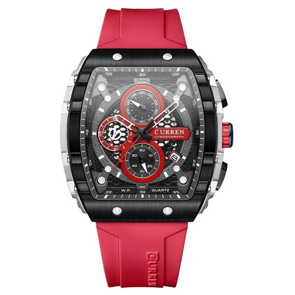 Large Dial Quartz Sports Watch, Rectangular Dial Water-resistant Wristwatch for Men