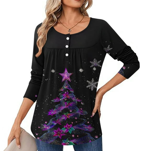 Jsaierl Merry Christmas Shirts for Women Plus Size Xmas Graphic Tees Going Out Crewneck T-shirt Short Sleeve Tunic Blouse Tops Christmas Clothes