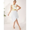 thumbnail image 5 of Alvivi Womens Lyrical Liturgical Praise Dance Dress Gold Color Block Metallic Irregular Worship Costume White 3XL, 5 of 7