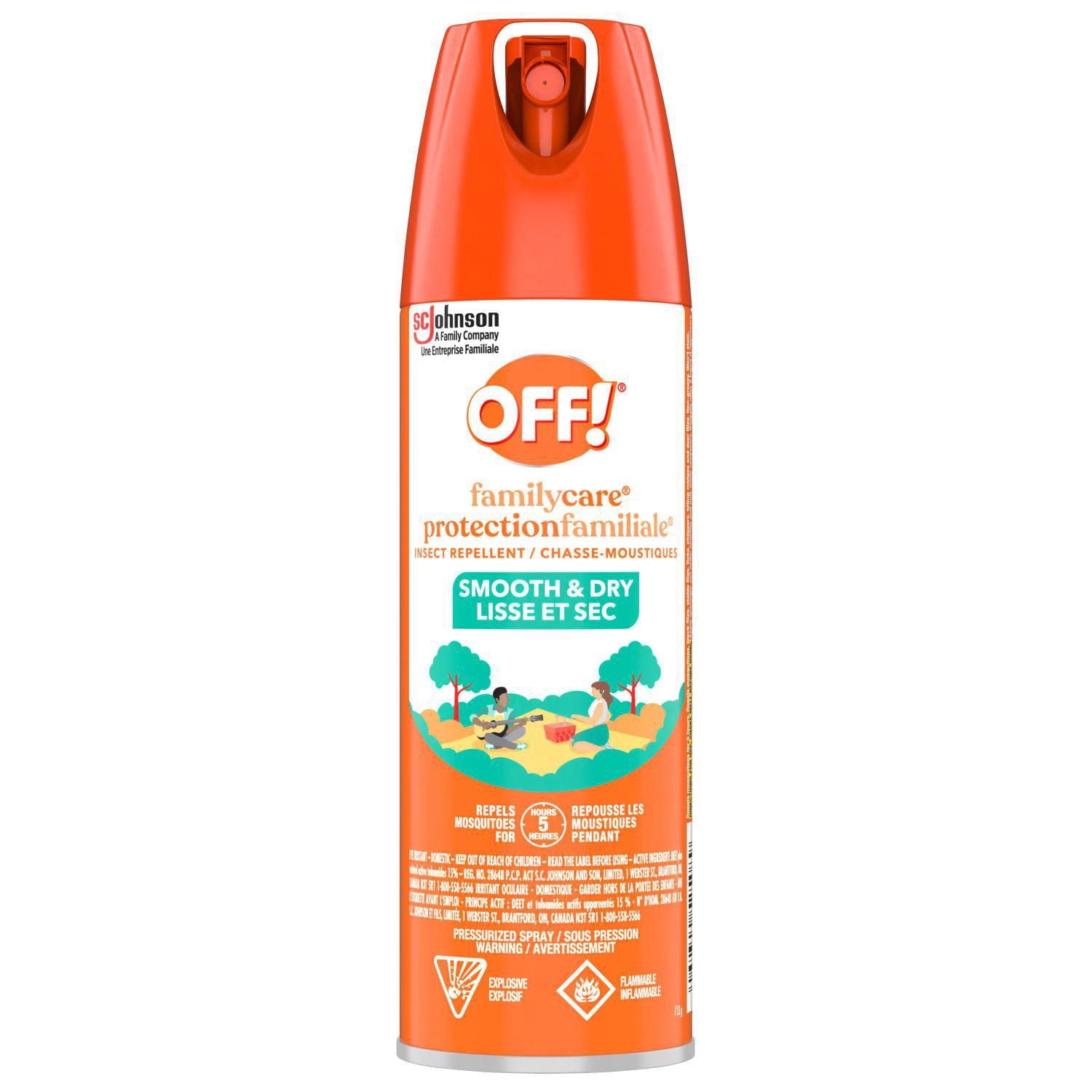 OFF! FamilyCare Insect Repellent with Power Dry Formula, Bug Spray for up to 5 Hours of Protection, 113g