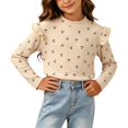 thumbnail image 5 of Bovxnpu Girls Long Sleeve Shirts Undershirts Girls Heart Print Long Sleeve Floral Base Layer Pullover Top Outfits, 5 of 6