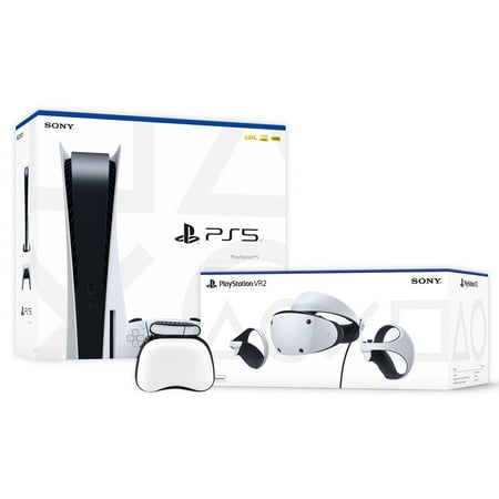 PlayStation 5 & PSVR2 Deluxe Combo, VR2 Headset, Sense Controllers, PS5 Disc Console, DualSense, 4K HDR Advanced Rendering, Eye Tracking, Adjustable Lens, with Mytrix Case- PS5 VR2 Bundle