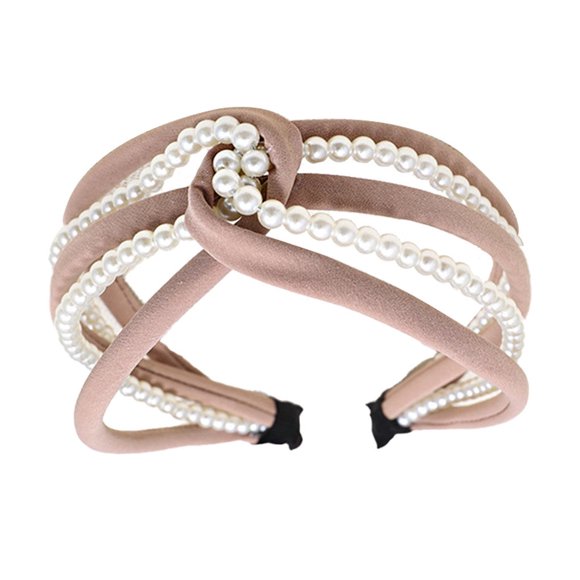 Hair Bands Pearl Twist Knot Headband Pearl Headband Women Elegant Style Hairbands Multi-colored Headwear Headbands Wedding Party Head Decoration Pink