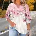 thumbnail image 7 of Fmbrln Womens Plus Size Tops 3/4 Sleeve Cutout V Neck Floral Print T-Shirts Summer Casual Loose Fit Beach Vacation Blouses, 7 of 7