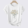 thumbnail image 4 of Womens Summer T-Shirts Heart Print Crew Neck White Blouses Cotton Short Sleeve Tops with Graphic, 4 of 4