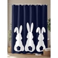 thumbnail image 4 of Fsddascl Easter Bunny Shower Curtain Set - Extra Long 72" x 96" Washable Bathtub Curtain with 12 Hooks, Cute Rabbit Family Vintage Navy Blue Abstract Waterproof Fabric Shower Curtains for Bathroom, 4 of 6