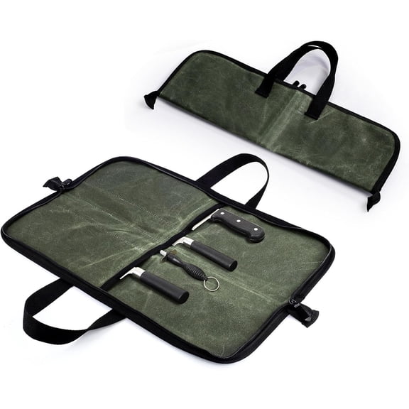 Zisqerts Heavy Duty Chef Knife Bag, Waxed Canvas, 4 Slots