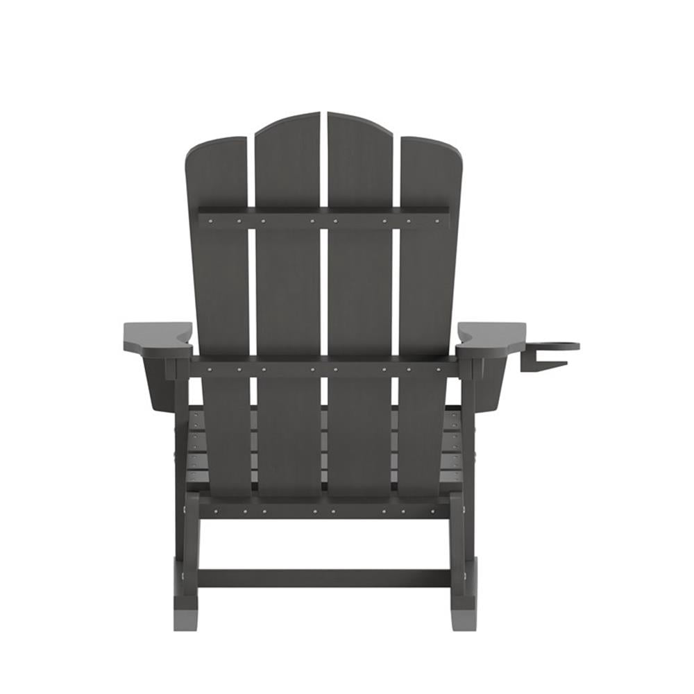 Afuera Living Rocking Adirondack Chair with Swiveling Cupholder - Gray