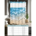 thumbnail image 6 of No Hook Cloth Fabric Shower Curtain with Snap in Liner, Blue Ocean Waterproof Shower Curtains Set with See Through Top Window, Nature Summer Beach Brown Sand Water Ripple Bath Curtains Shower 72"x84", 6 of 6