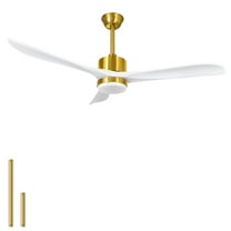 56" Ceiling Fans with Lights Remote Control,Indoor Wood Ceiling Fan with Light Memory for Patio Gazebo Living Room Bedroom(Gold and White)