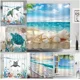 thumbnail image 2 of Cortina de ducha con diseño de océano, playa, palmeras tropicales, tortuga marina, gato, vela, flamencos, concha de coral, juego de cortina de ducha para decoración de baño, 2 of 5