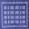 thumbnail image 1 of Ahgly Company Machine Washable Indoor Square Checkered Blue Modern Area Rugs, 6' Square, 1 of 4