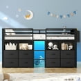 thumbnail image 6 of Twin Size Low Loft Bed with 8 Storage Drawers and Bookcase, Metal Loft Bed with LED Lights,with 14" H Safety Guardrail, Under-Bed Play Space, No Box Spring Needed, Black, 6 of 11