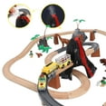 Wooden Train Set 80pcs with Dinosaur Train Tracks and Color Box for 3