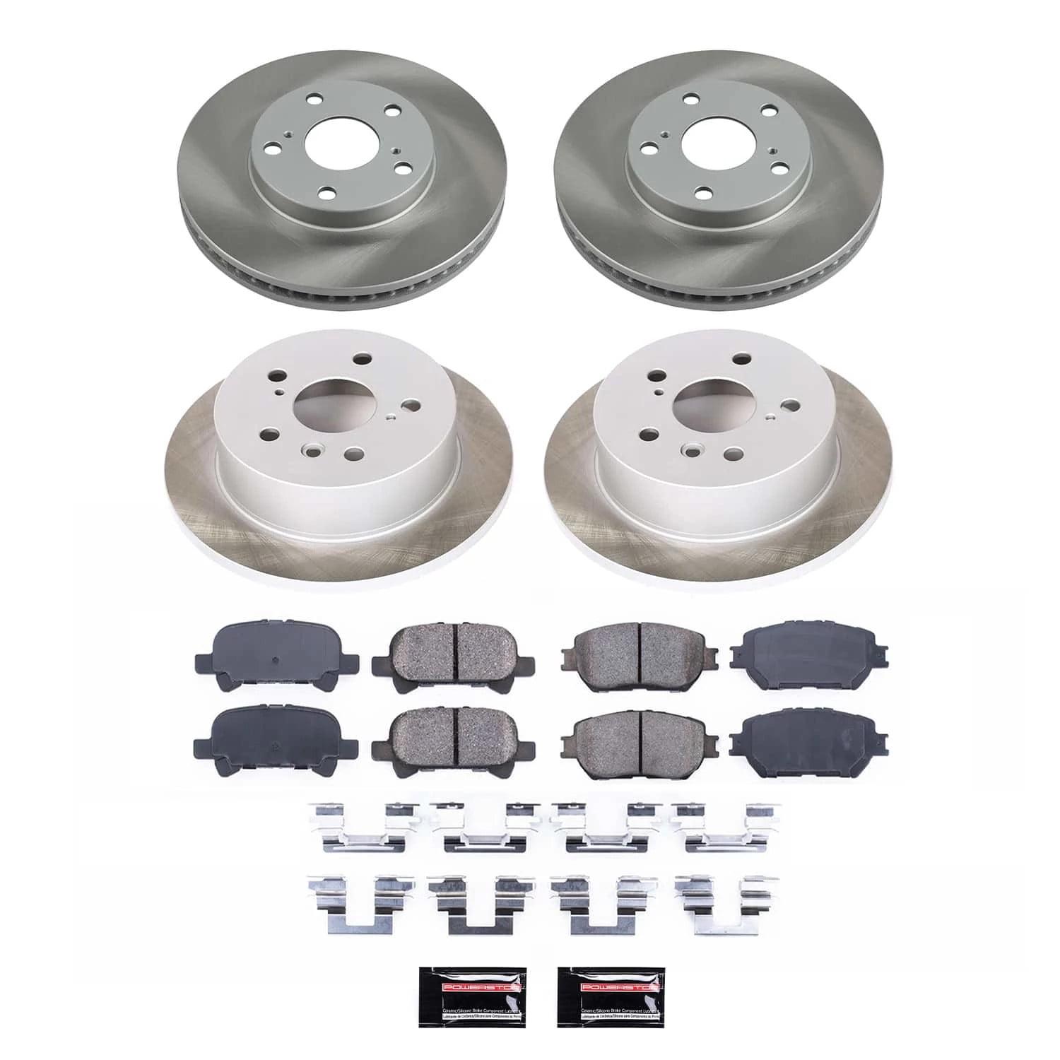 PowerStop Front and Rear Semi-Coated Rotor and Low-Dust Ceramic Brake Pad Kit SC1065