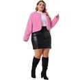 thumbnail image 3 of DARING DIVA Women's Plus Size Faux Fur Long Sleeve Open Front Winter Coat 2X Dark Pink, 3 of 6