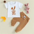 thumbnail image 2 of XXWXYD Baby Boy Easter Outfit Bunny Short Sleeve T Shirt Top Pants Set Baby Toddler Summer Clothes Wear Apparel Playsuit Jumper Overalls, 2 of 6