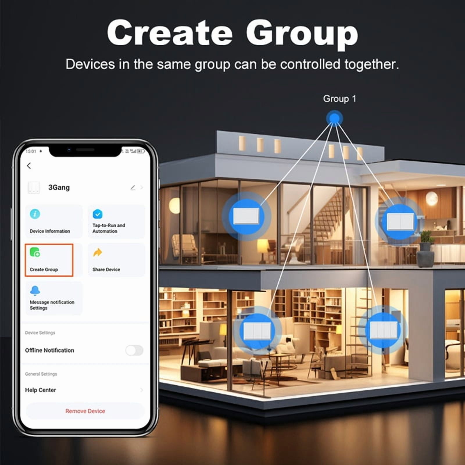 Tuya ZigBee Smart Switch Neutral Wire Optional Intelligent US Wall Button Light Switch AC100-240V for  4Gang
