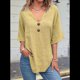 thumbnail image 2 of Camiseta de y Algodón para Mujer, Informal, con Doble Botón Frontal, Abierta, Amarilla, Talla S, 2 of 3