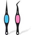 thumbnail image 1 of 2PCS Stainless Steel Reverse Tweezers for Crafts, False Eyelashes Precision Jewelry Tweezers for Stickers, Beading Bracelet Making Art, 1 of 7