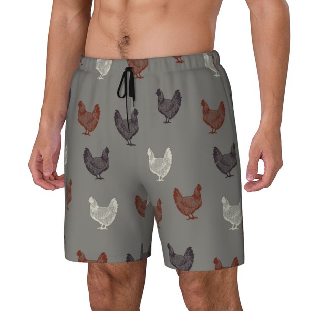 Fotbe Rooster Traje de Baño para Hombre – Shorts de Natación de Secado Rápido con Forro y Bolsillos-Medium