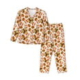 thumbnail image 1 of Fotbe Burger Conjunto de Pijama de Manga Larga para Mujer con Estampado, Ropa de Dormir de 2 Piezas, Conjunto de Casa Suave y Cómodo con Bolsillos-Small, 1 of 7