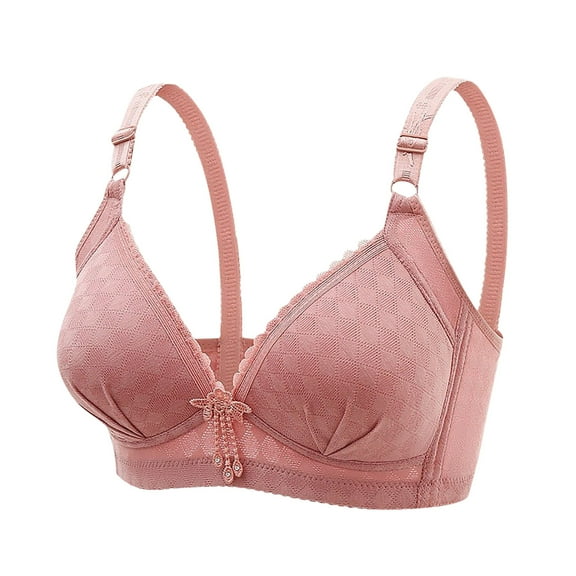 nerohusy Plus Size Bras for Women Front Closure,Daisy Bras for Older Women,Daisy Bra,Daisy Bra for Seniors Front Closure,Comfortable Convenient No Wire Buckle Bra,Pink,M