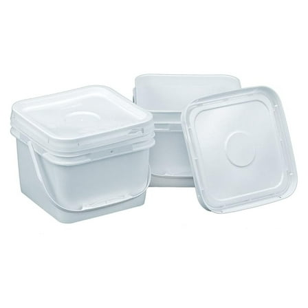 Square 68 mil Bucket Kit, Two 2-Gallon Buckets with White Snap-on Lids