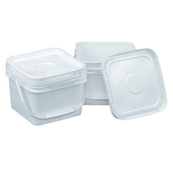 Square 68 mil Bucket Kit, Two 2-Gallon Buckets with White Snap-on Lids