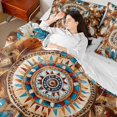 thumbnail image 4 of Homewish Boho Bohemain Dreamcatcher 7 Pieces Bedding Comforter Set,Western Country Farmhouse Full Bedding Set,Brown Beige Cyan Fitted Sheet Flat Sheet For Men Women,Breathable Home Decor Reversible, 4 of 8