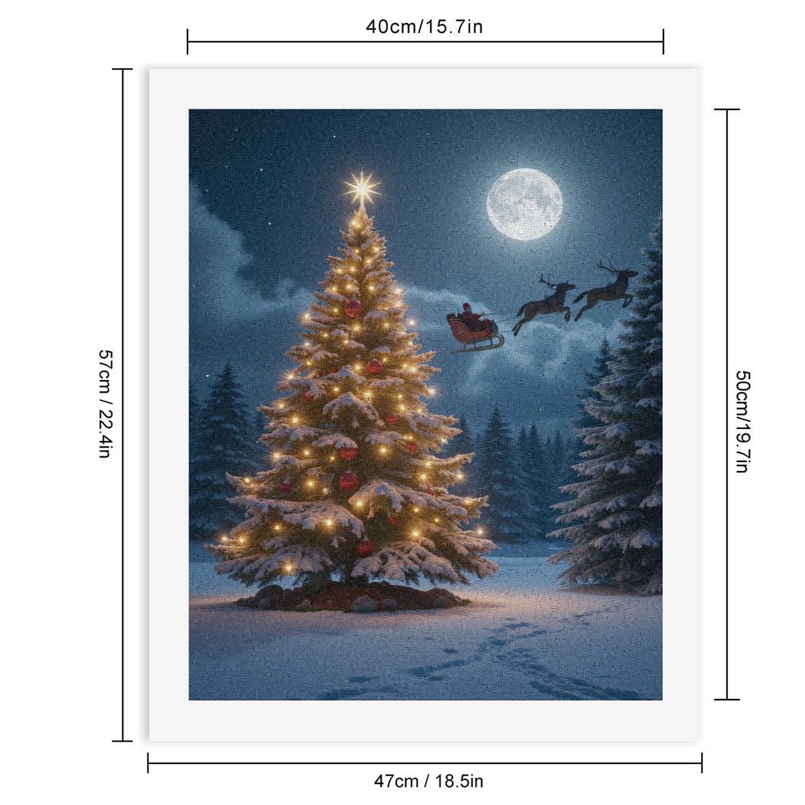 Paint by Numbers Kit for Adults, Christmas Night Sleigh Full Moon Paint by Numbers, Easy Paint by Numbers Kit for Adults Beginner, DIY Adult Paint by Number Kits on Canvas, Home Decor
