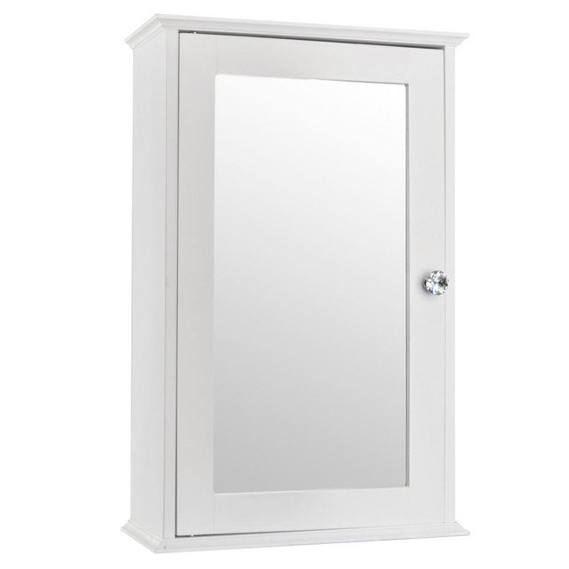 GoDecor Armoire-Miroir Murale de Salle de Bain, Armoire de Rangement Murale de Salle de Bain avec Tablette Ajustable, Bois, Blanc