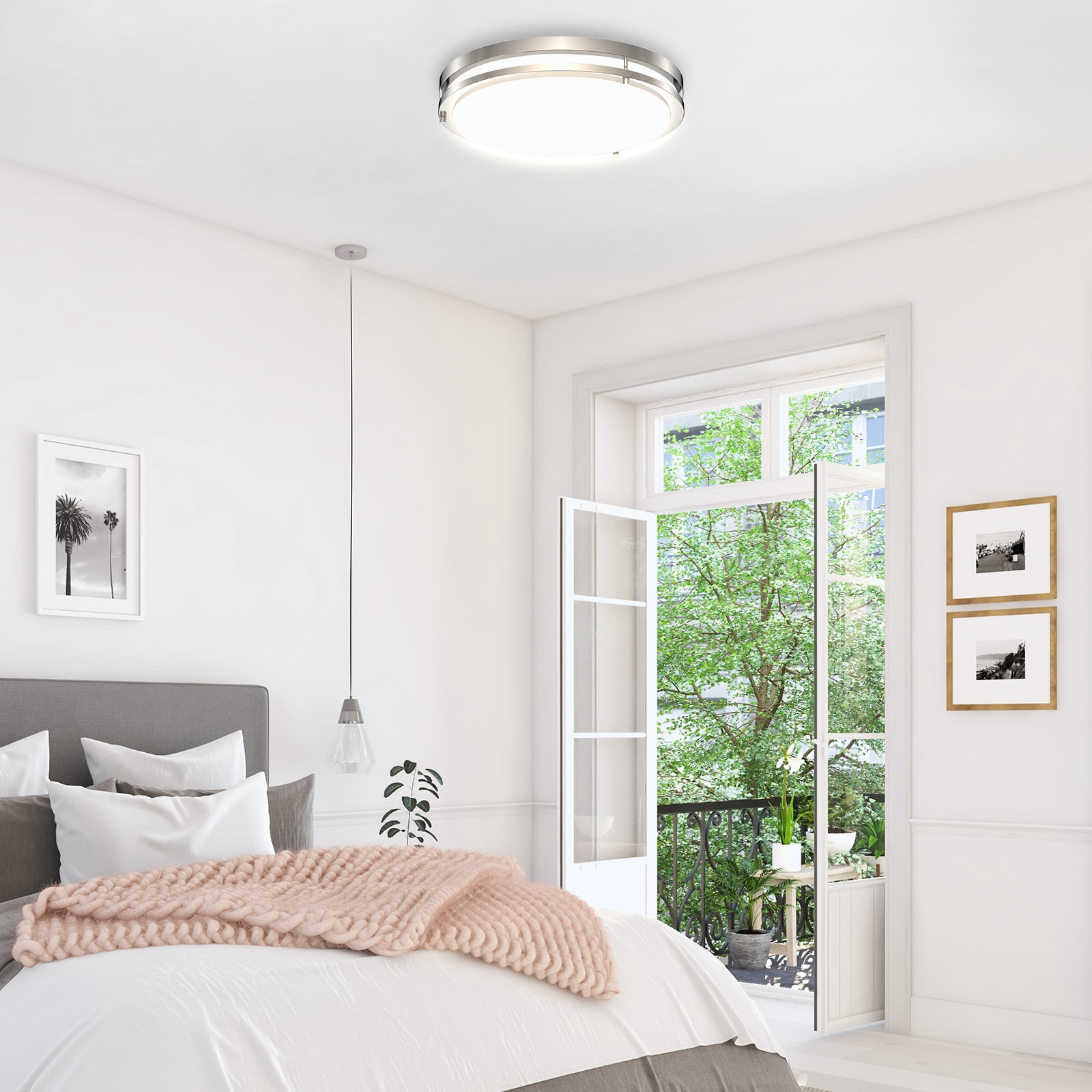 E Energetic Lighting ENERGETIC 13" Dimmable Brushed Nickel Flush Mount Lights