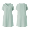 thumbnail image 4 of Blmnix Shift Woman Dress Button Down with Pockets Striped Dress Under Dress Green Crew Neck Mini Short Sleeve Adaptable Ladies Summer Dresses S, 4 of 7