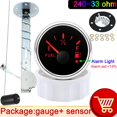 thumbnail image 1 of Hd 52mm Fuel Gauge With Alarm Light 240-33ohm Fuel Level Gauge + Fuel Float Sensor Empty To Full Oil Level Indicator Meter Point, 1 of 1