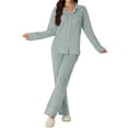 thumbnail image 5 of MINTREUS Women's Pajama Sets Knit Long Sleeve Button Down Pjs Soft Sleepwear Lounge Sets with Pockets, 5 of 9