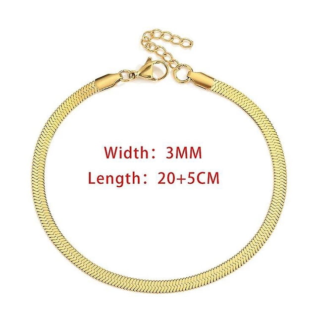 Blade Snake Chain Anklet For Women Width 3/4/5mm Gold Color Foot Bracelet On Leg Stainless Steel Chain Beach Accessories Jewelry