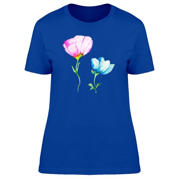 Pink And Blue Flowers Tee Women's -Image by Shutterstock