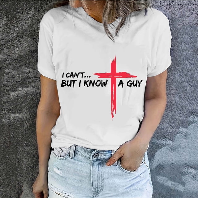 Kayannuo Hauts pour Femmes Liquidation Chemises pour Femmes Saint-Valentin Lettrage de Pâques pour Femmes Imprimé Col Rond Manches Courtes Haut Manches Courtes Col Rond Haut/chemise