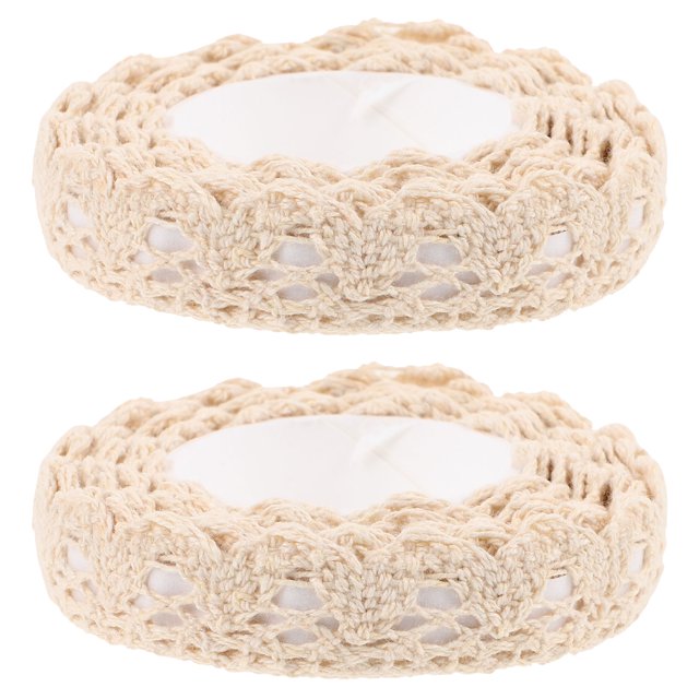 Miangastore 2pcs DIY Adhesive Hollow Lace Tape Masking Decorative Tape Sticky Craft Lace Trim Ribbon for Scrapbooking Crafts (Beige)