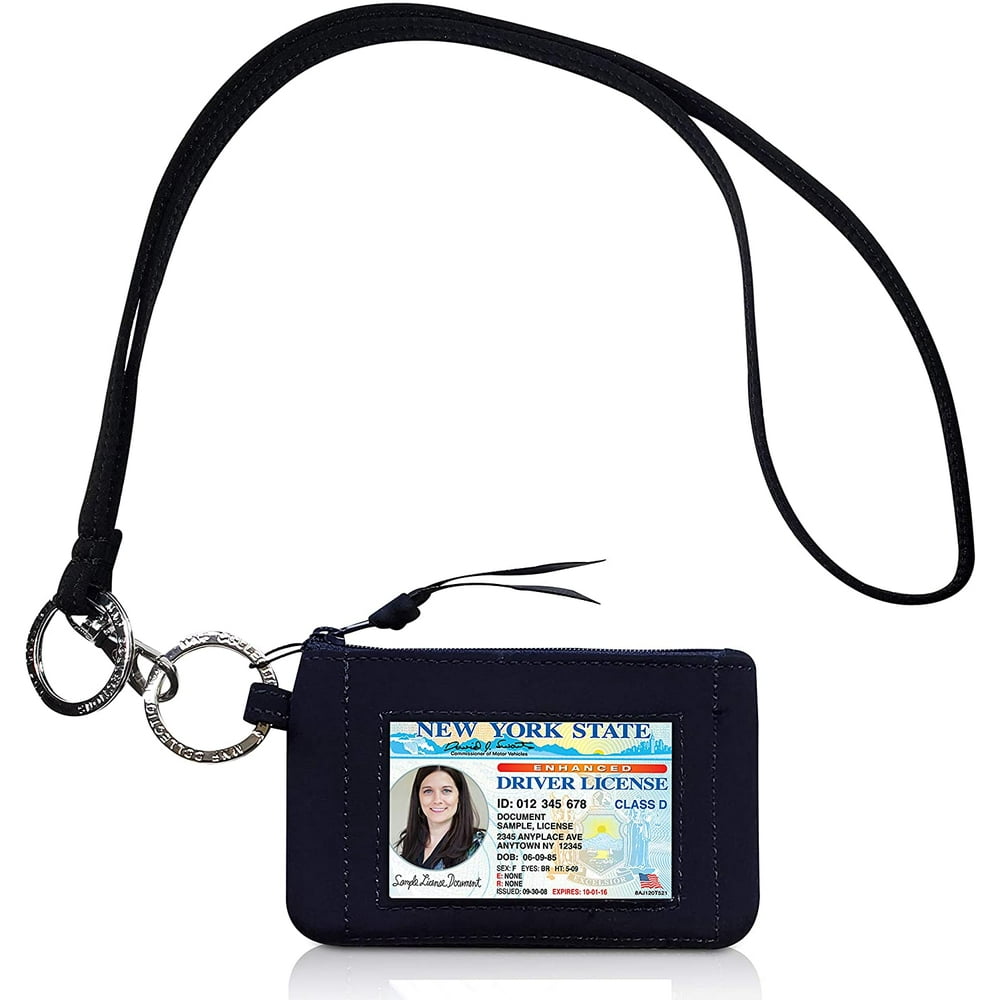 Zip ID Case with Lanyard- Badge ID Holder with Wallet for Cash, Cards ...