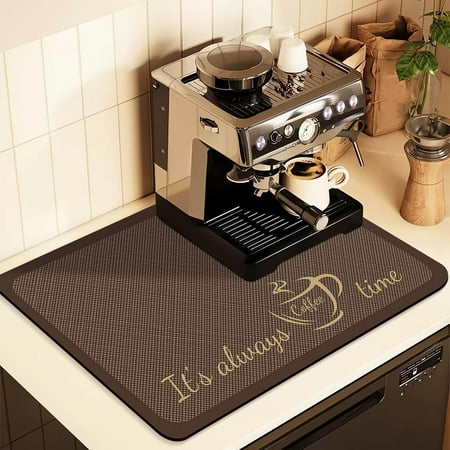 

Coffee Mat for Countertops Coffee Bar Accessories Fit Under Coffee Maker Espresso Machine Absorbent Hide Stain Rubber Mat for Countertop Dish Drying Mat for Kitchen Counter (D-Brown 19.5x12in)