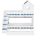 thumbnail image 5 of Harper & Bright Designs Twin House Bunk Bed with Storage Stairs and Drawers, Wood Twin Over Twin Castle Bed with Drawers Shelves & LED Lights, White, 5 of 16