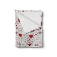 thumbnail image 2 of Vintage Valentine Soft Flannel Fleece Blanket, I Love You in Several Languages with Paint Drops and Hearts, Cozy Plush for Indoor and Outdoor Use, 60" x 80", Vermilion Plum Off White, by Ambesonne, 2 of 5
