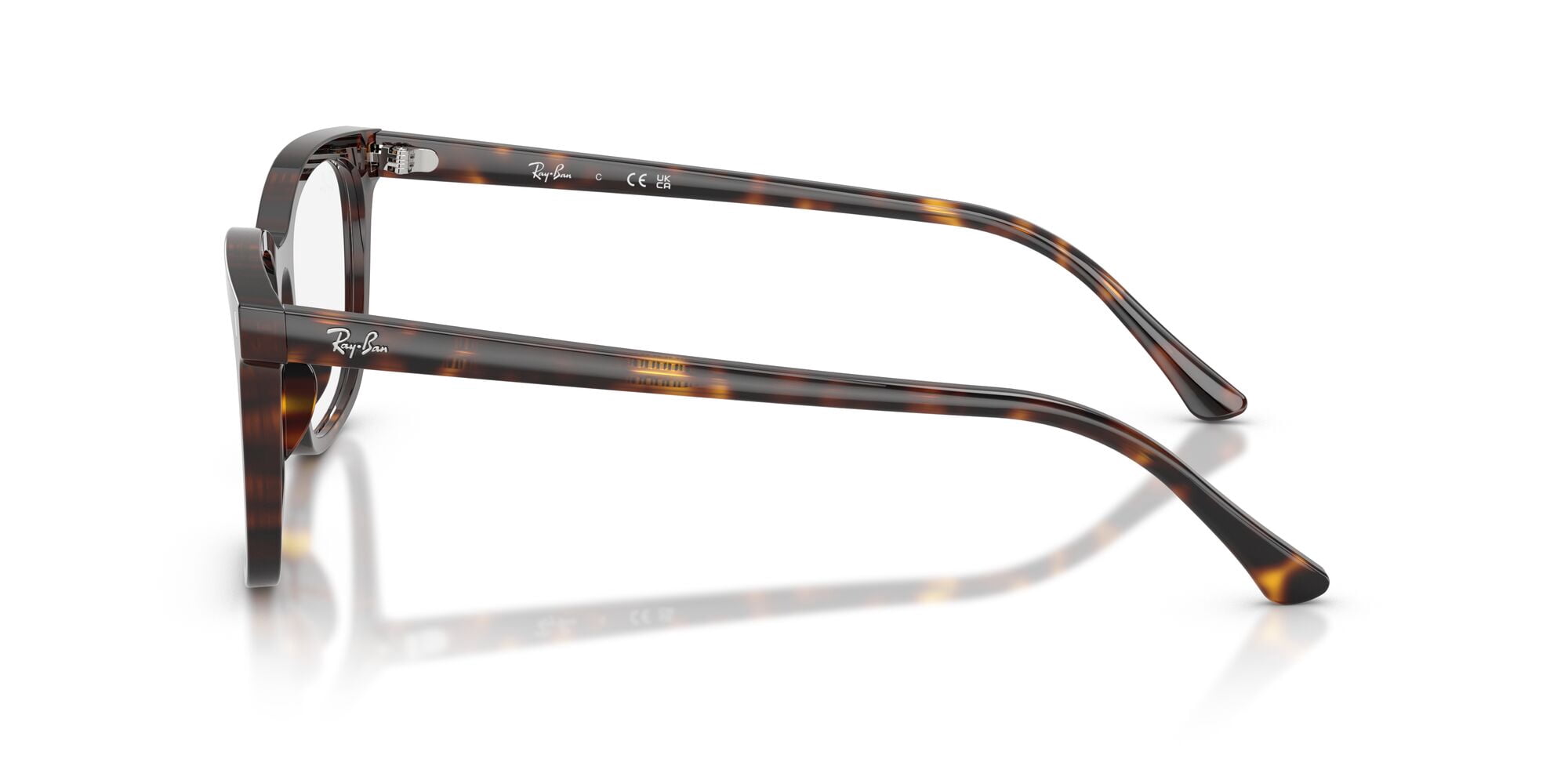 Ray-Ban Square Shaped Eye Glasses with Polished Havana Frames and Demo Lens, Size 51